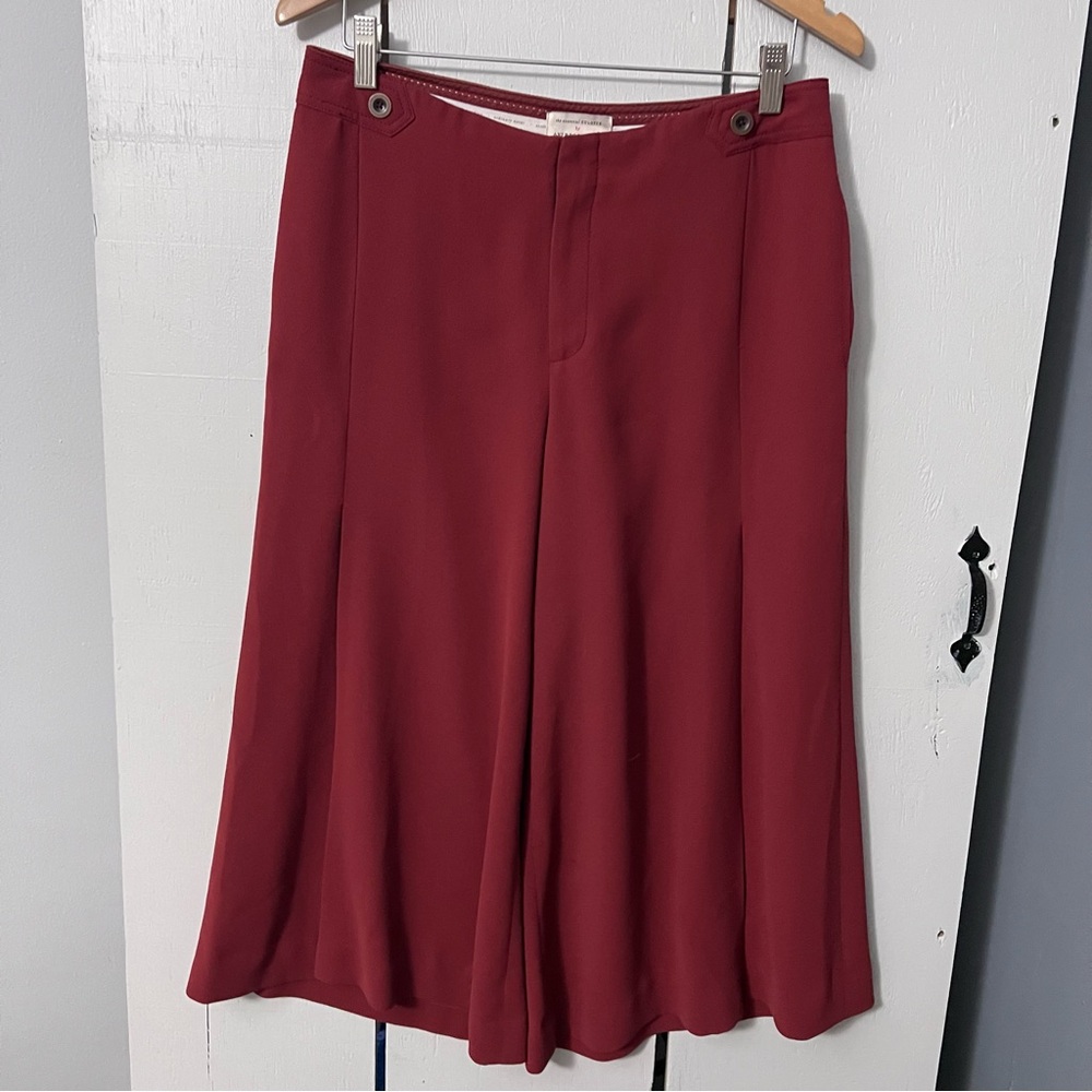 Anthropologie The Essential Culotte Wide Leg High Waisted Rust Cropped Pants